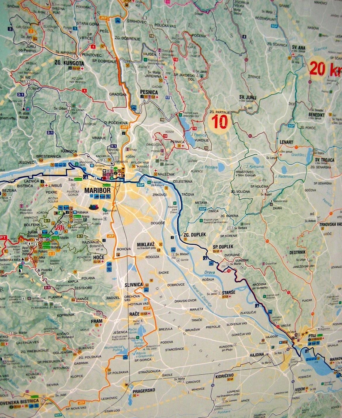 Карта на Словения, колоездене