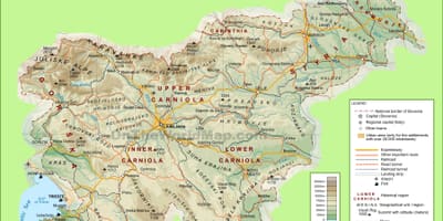 Карта на Словения физическа